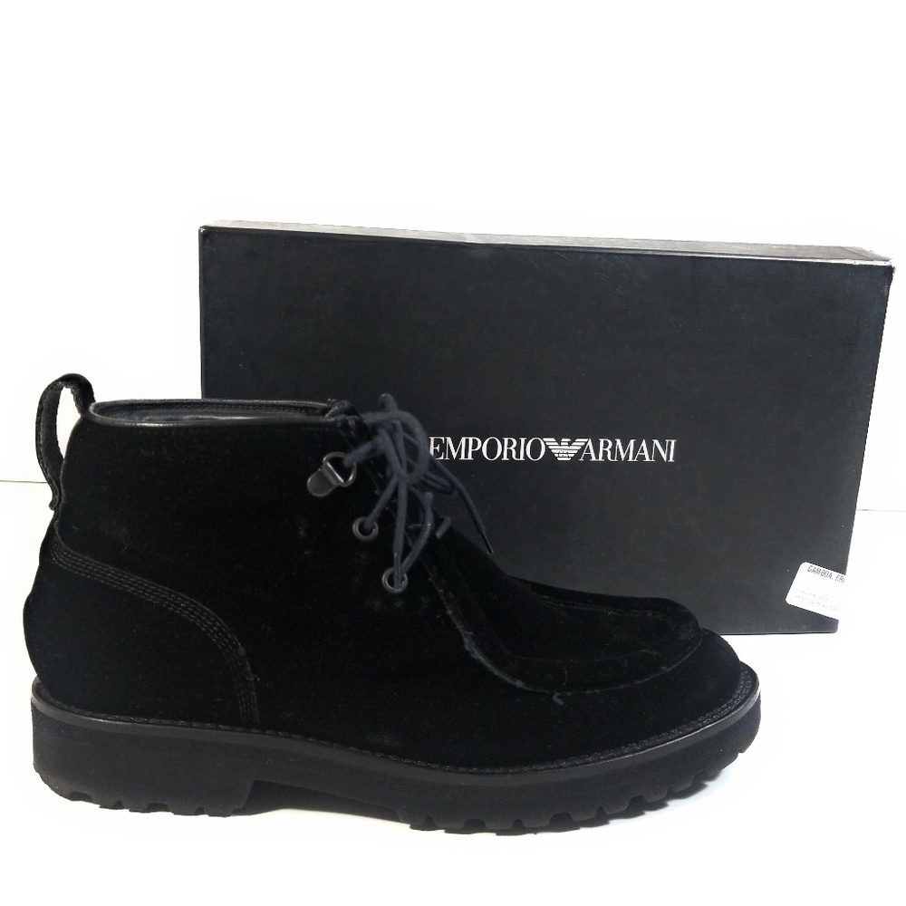 Emporio Armani Velour Leather Dress Ankle Boots 6